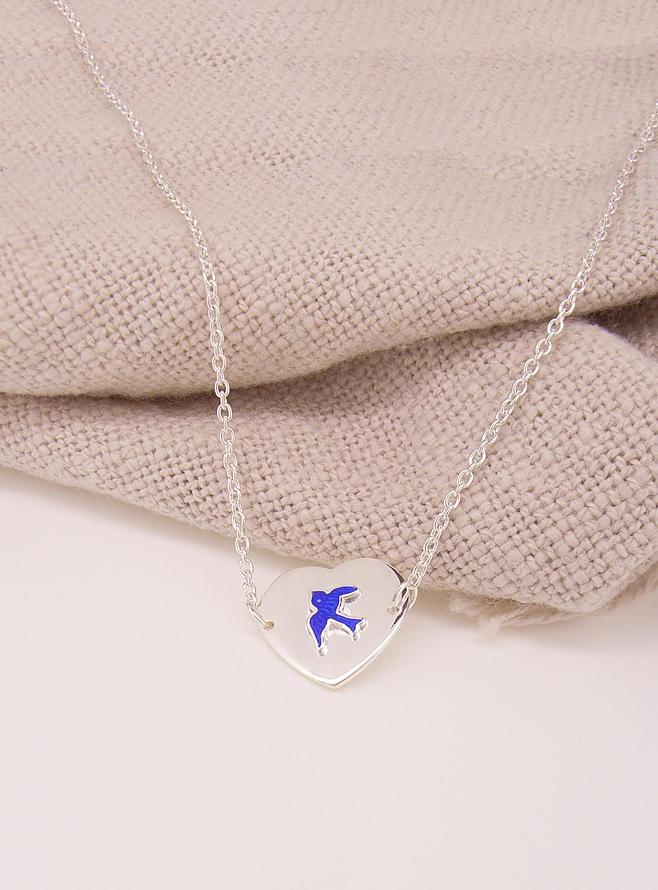 Bluebird Heart Necklace in Silver