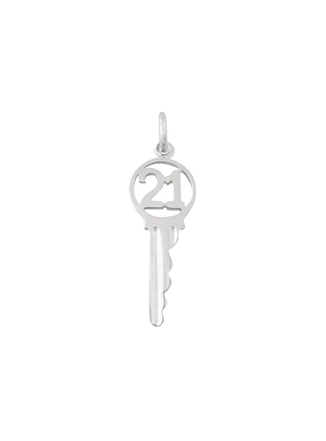 Birthday 21st Key Charm Pendant in Sterling Silver