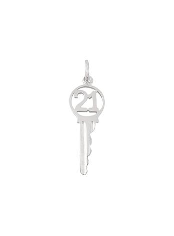 Birthday 21st Key Charm Pendant in Sterling Silver