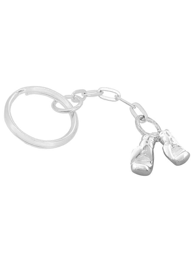 Unisex Boxing Gloves Charms Key Ring in Sterling Silver