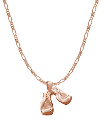 Unisex Boxing Gloves Charm Necklace in 9ct Rose Gold