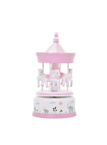 Baby Girl Wooden Merry Go Round Musical Carousel in Pink