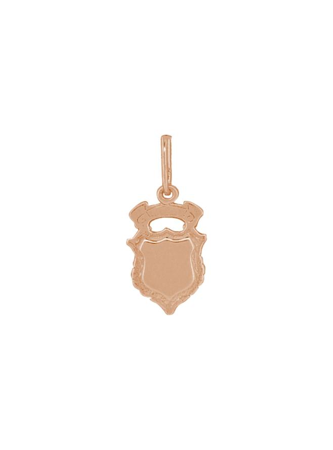 Small Shield Crest Charm Pendant in 9ct Rose Gold