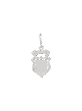 Unisex Small Shield Crest Charm Pendant in Sterling Silver