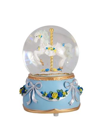 Baby Boy Horse Carousel Snow Globe