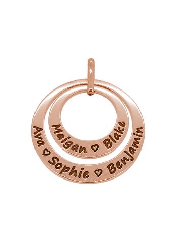 Personalised Family Name Circles Pendant in 9ct Rose Gold