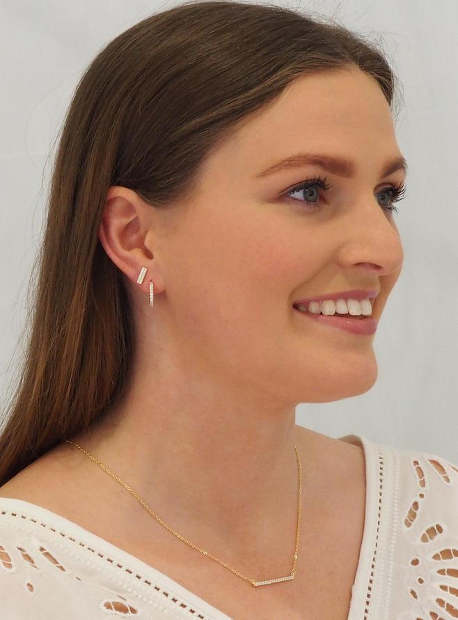 Aurelia CZ Huggie Hoop Earrings in 9ct Rose Gold