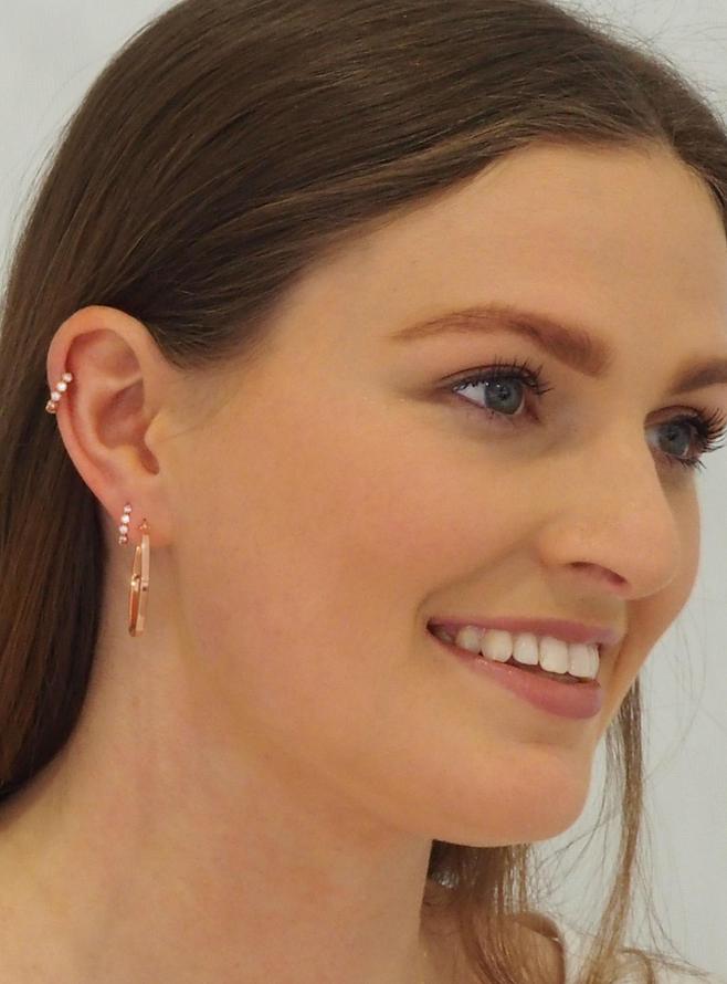 Aurelia CZ Small Huggie Hoop Earrings in 9ct Rose Gold