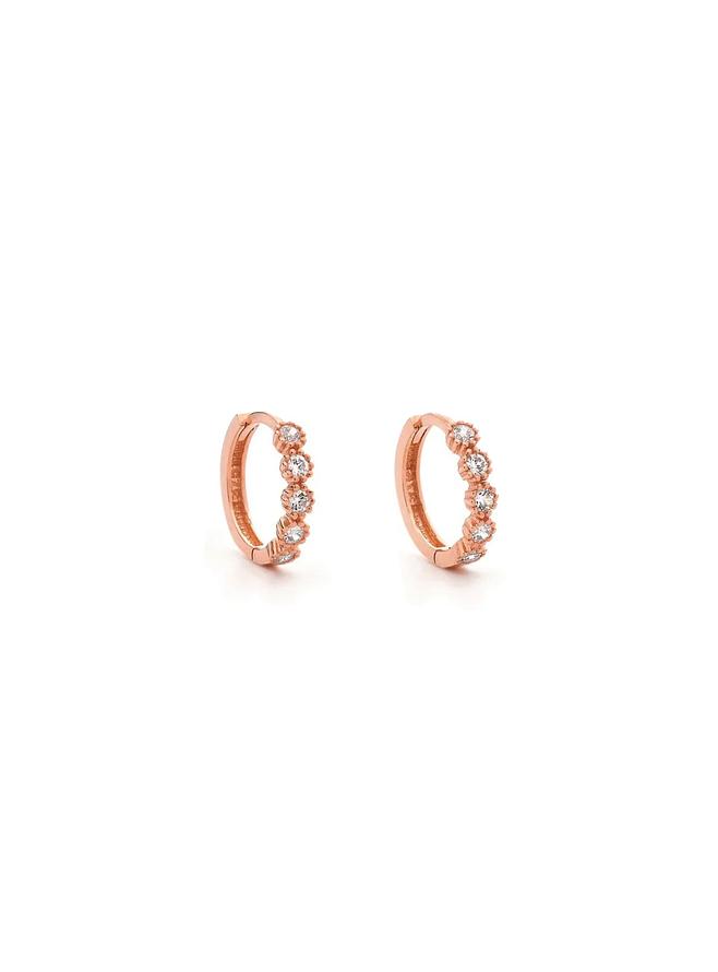 Aurelia CZ Small Huggie Hoop Earrings in 9ct Rose Gold