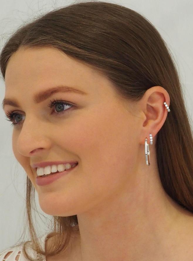Aurelia CZ Small Huggie Hoop Earrings in 9ct White Gold