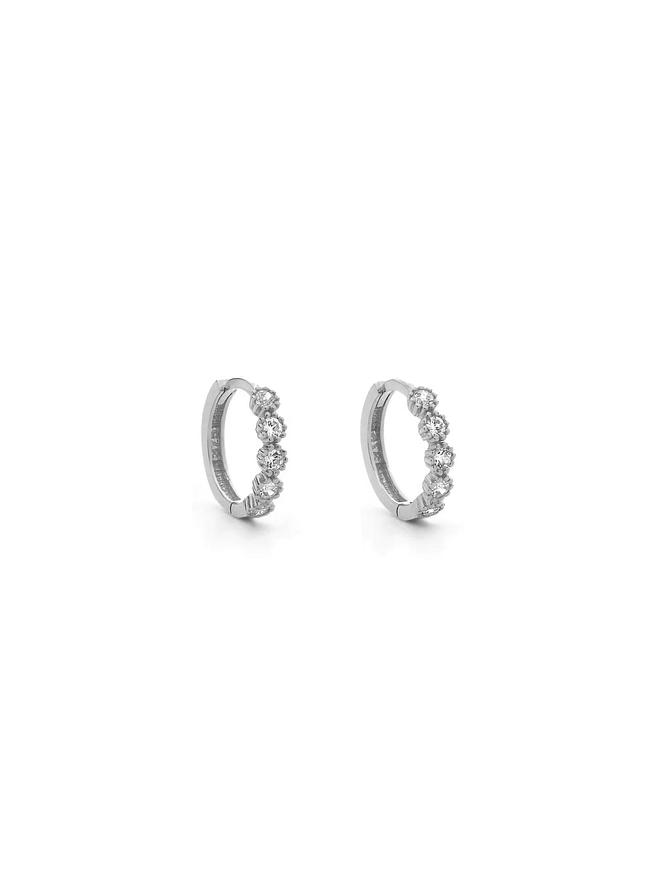 Aurelia CZ Small Huggie Hoop Earrings in 9ct White Gold