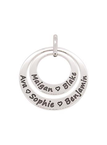 Personalised Family Name Circles Pendant in Sterling Silver
