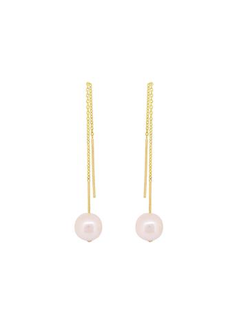 Coco Pearl Drop Cable Chain Thread Earrings in 9ct Gold