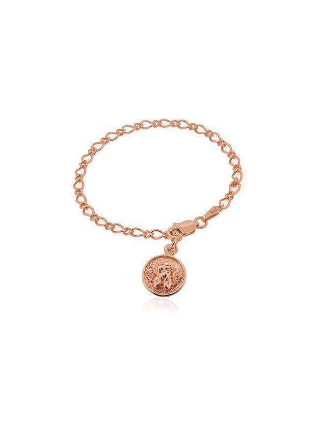 Guardian Angel Cherub Charm Bracelet in 9ct Rose Gold