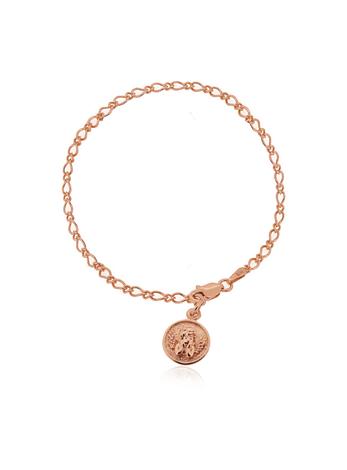 Guardian Angel Cherub Charm Bracelet in 9ct Rose Gold