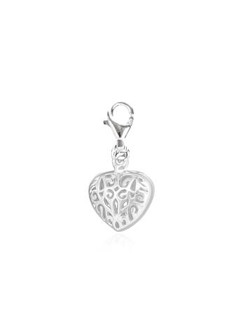 Filigree Love Heart Charm in Clip on or Traditional Design