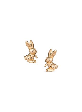 Baby Bunny Rabbit Charm Stud Earrings in 9ct gold