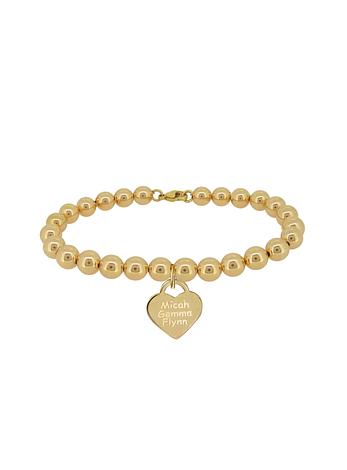 Aurelia Heart Tag Ball Bead Bracelet All Sizes in 9ct Gold