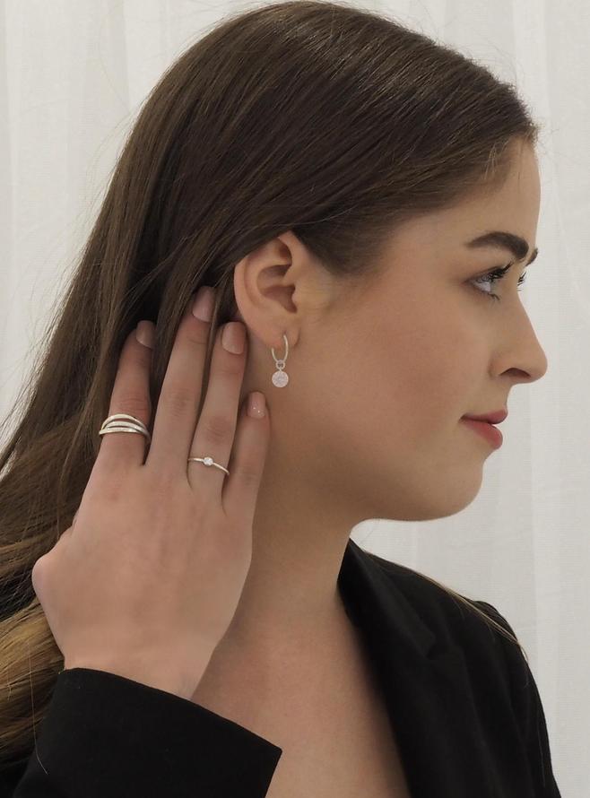 Aurelia Silver CZ Charm Drops for Sleeper Earrings in 8mm