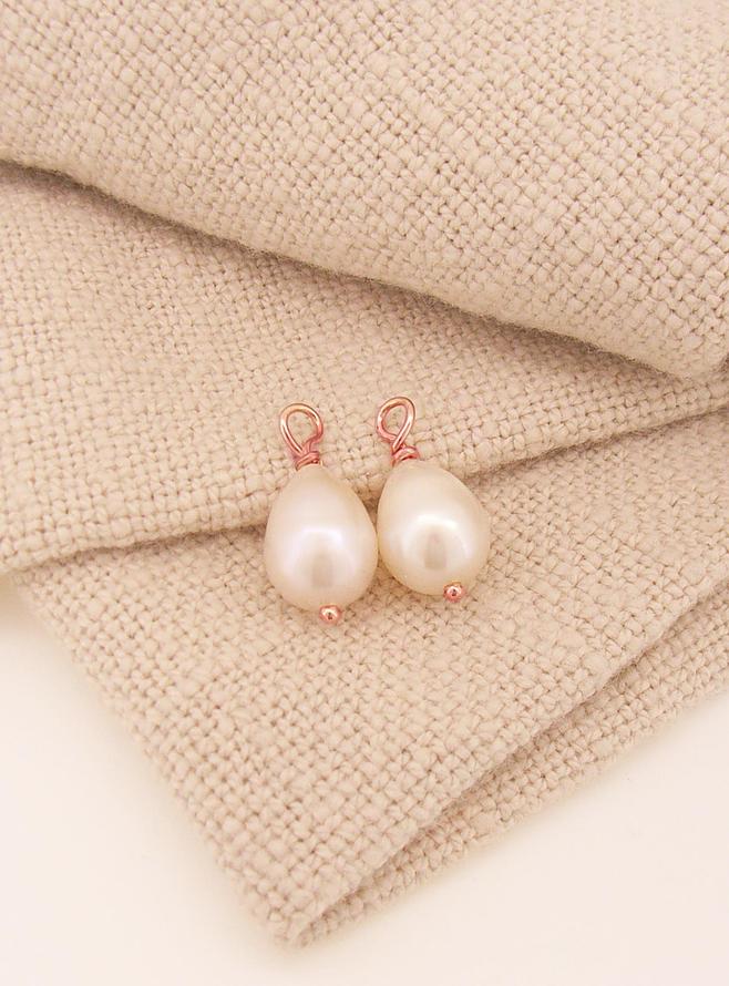 Coco Teardrop Pearl Charms for Sleeper Earrings in 9ct Rose Gold