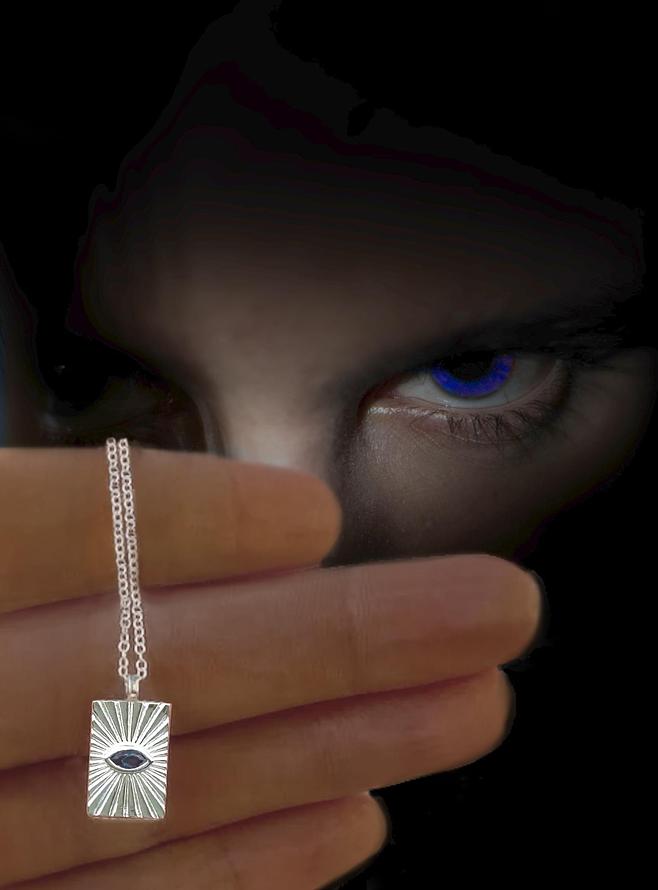 Lucky Protection Tarot Card Charm Necklace in Evil Eye