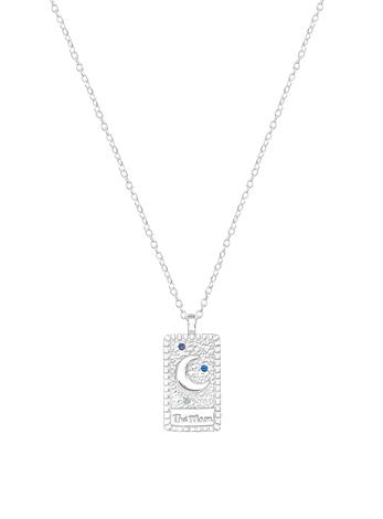 Tarot Card Charm Tag Necklace in Crescent Moon