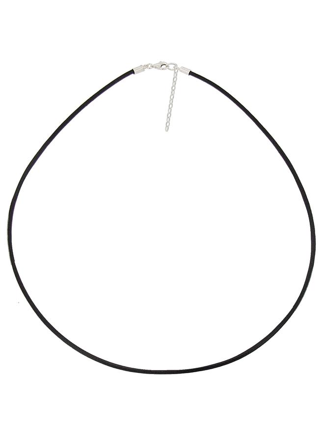 Sterling Silver 1.5mm Leather Cord Chain Necklace in Black