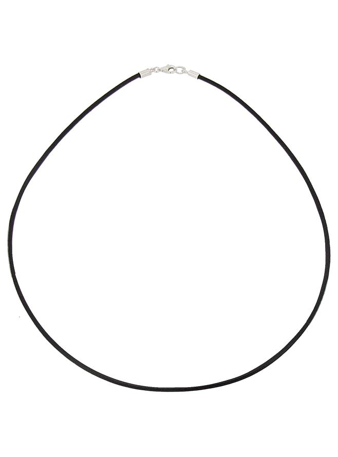 Sterling Silver 1.5mm Leather Cord Chain Necklace in Black