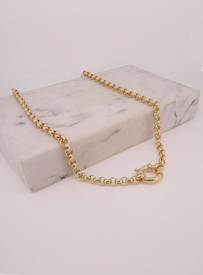 Round 3.4mm Belcher Chain Necklace in Solid 9ct Gold