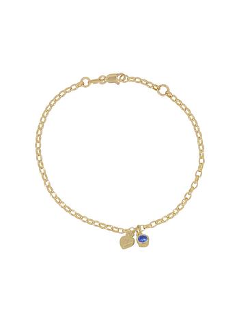 Personalised Birthstone Heart Charm Anklet in 9ct Gold