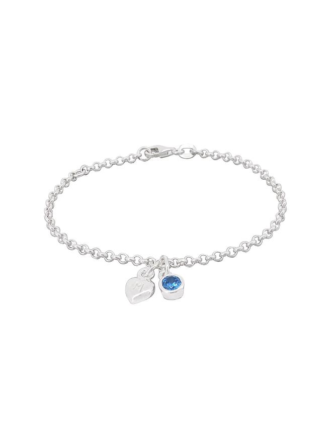 Personalised Birthstone Heart Charm Anklet in Sterling Silver