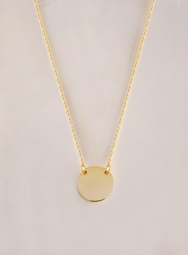 Solid 9ct Gold Love Circle Coin Tag Charm Necklace