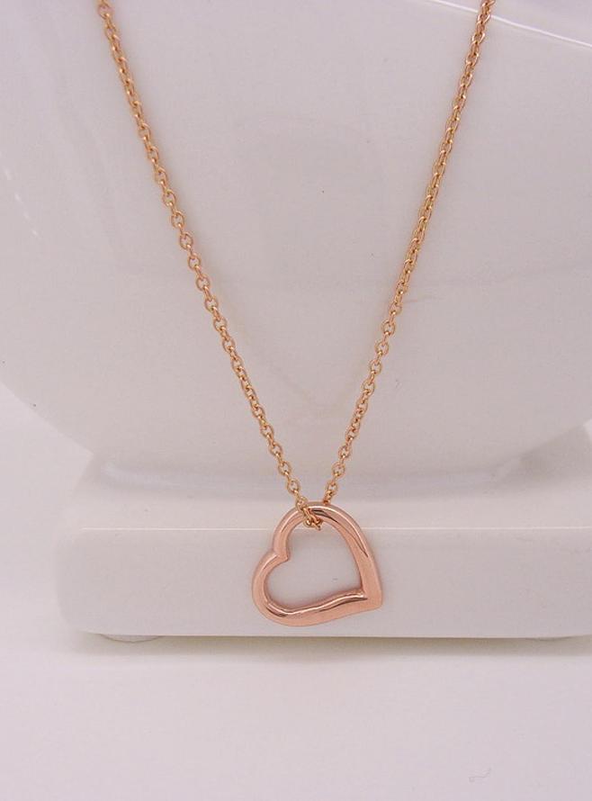 Solid 9ct Rose Gold Swing Heart Charm Necklace