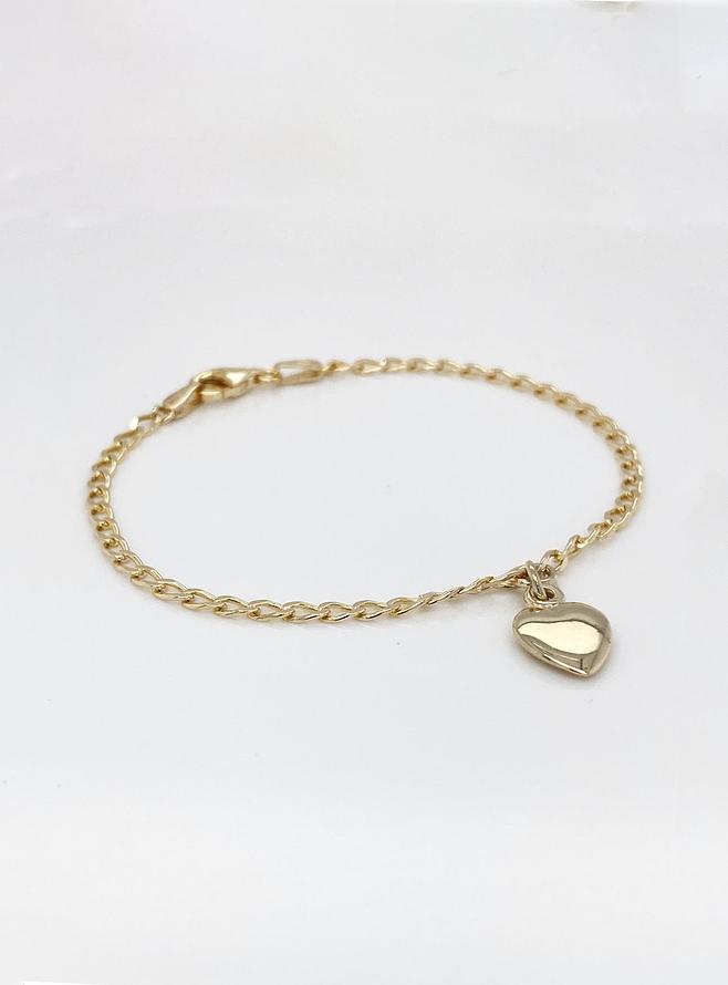 Love Heart Charm Baby Bracelet in 9ct Gold