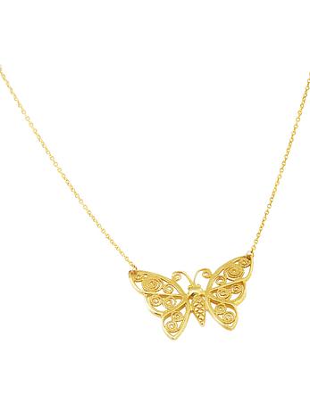 Solid 9ct Gold Large Butterfly Charm Necklace