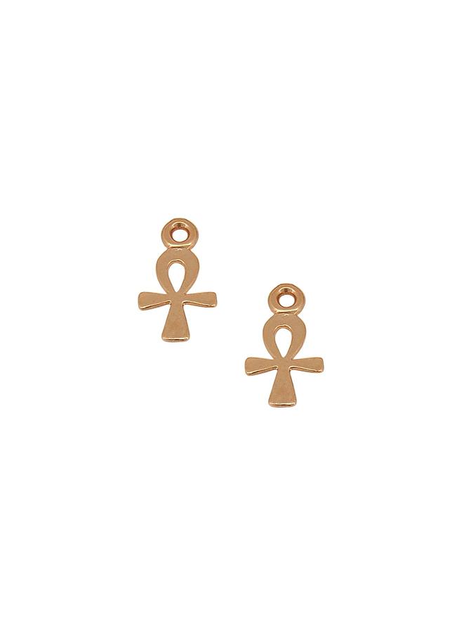 Egyptian Ankh of Life Charms for Sleeper Earrings in 9ct Rose Gold
