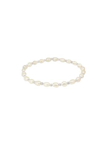 Coco Small to XL Sizes Pearl Ball Bead Bracelet in Silver