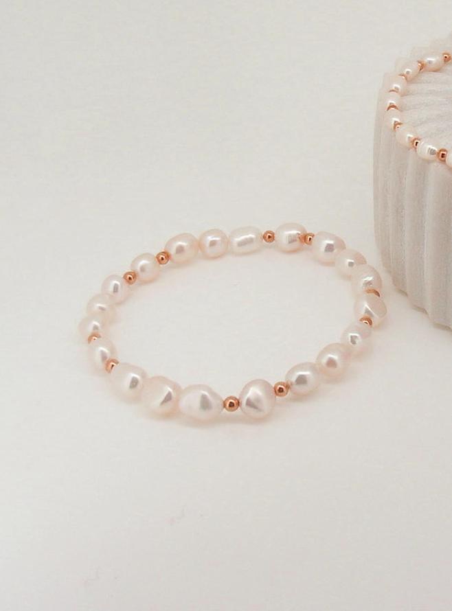 Coco All Sizes Nugget Pearl Ball Bracelet in 9ct Rose Gold
