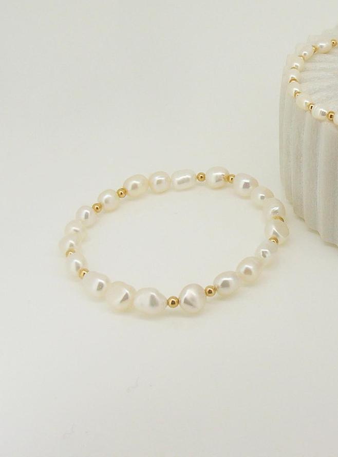 Coco All Sizes Nugget Pearl Ball Bracelet in 9ct Gold