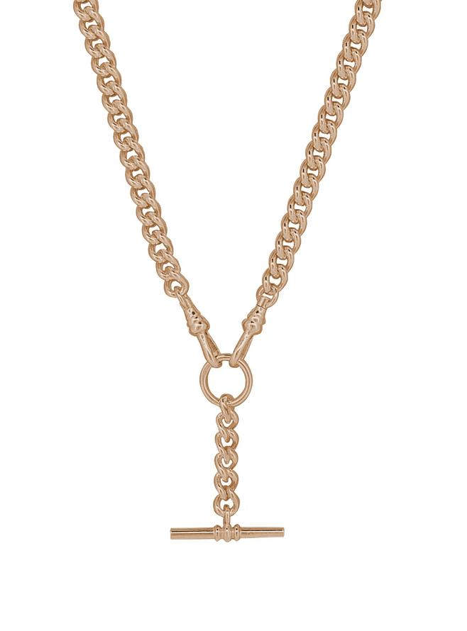Unisex Tbar Fob Chain Necklace in 9ct Rose Gold