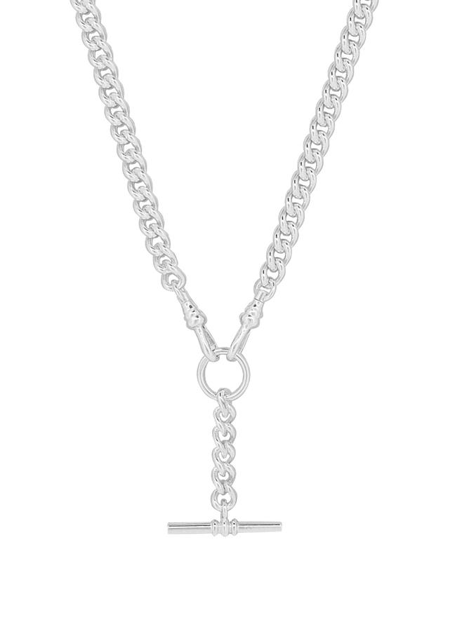 Unisex Tbar Fob Chain Necklace in Sterling Silver