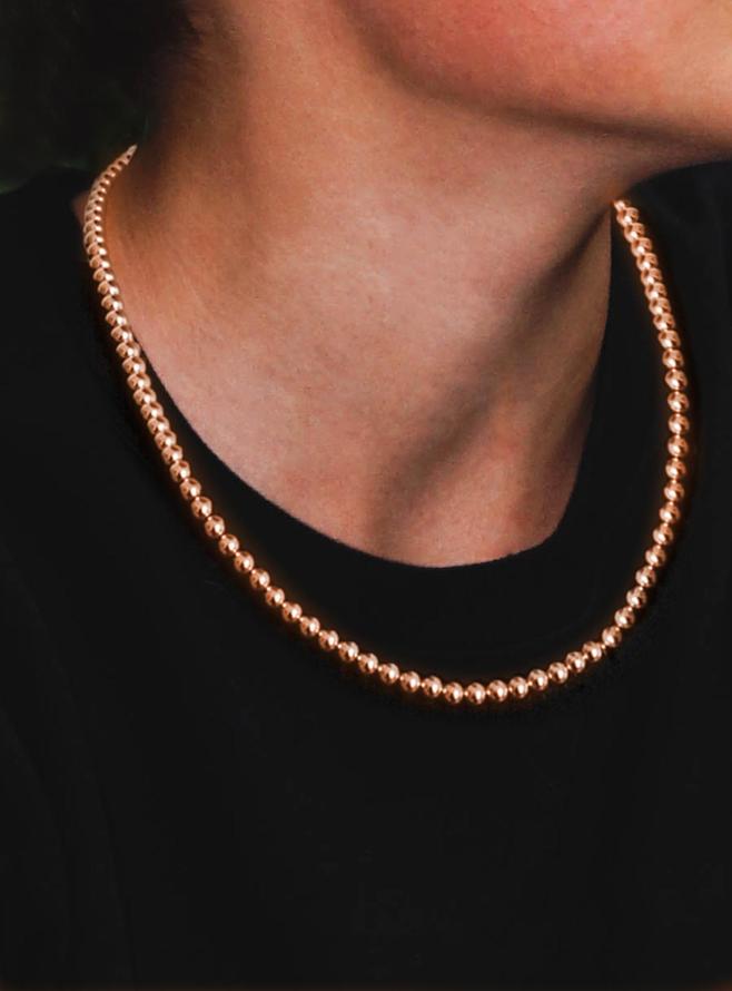 Men's Spherical 6mm Ball Necklace in 14k Rolled Rose Gold