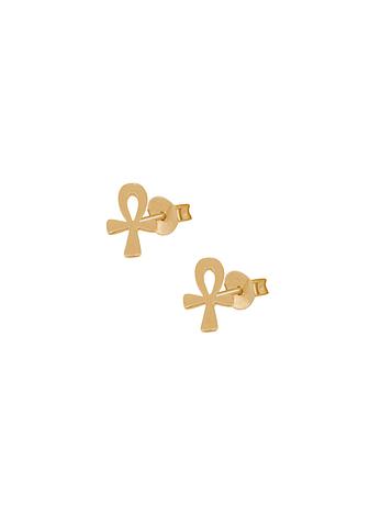 Egyptian Ankh of Life Charm Stud Earrings in 9ct Rose Gold