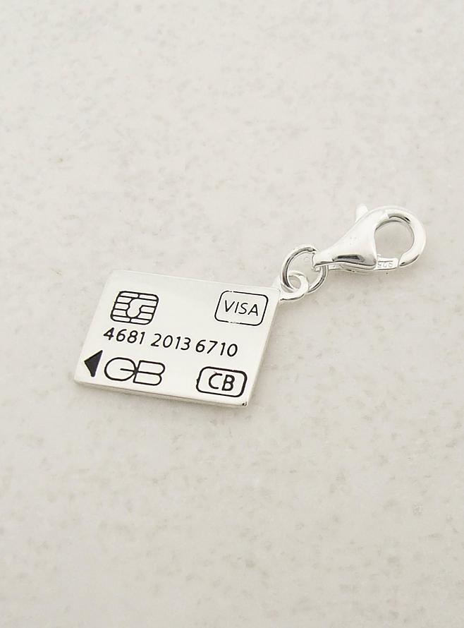 Credit Card Charm Pendant in Sterling Silver