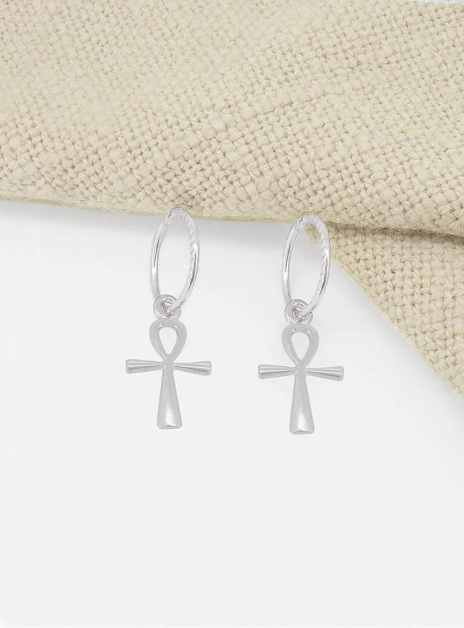 Egyptian Ankh  Charms for Sleeper Earrings in Sterling Silver