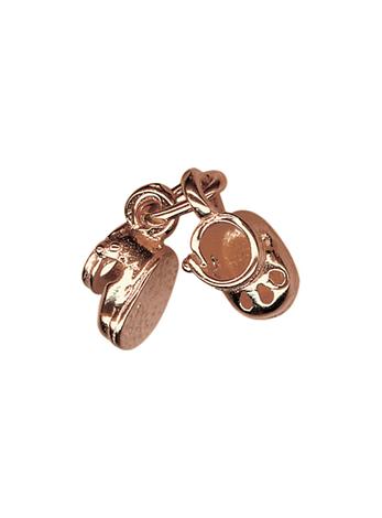Pair of Baby Booties Shoes Charm in 9ct Rose Gold