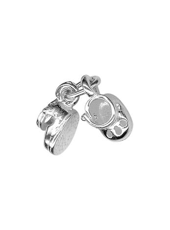 Pair of Baby Booties Shoes Charm in Sterling Silver