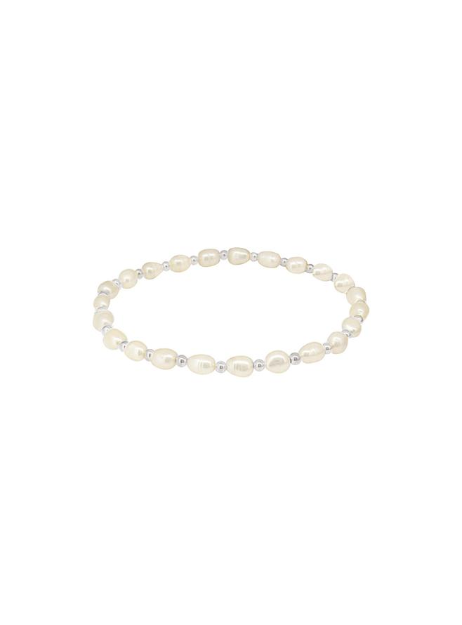 Lulu Small to XL Sizes Pearl Ball Bead Bracelet in Silver