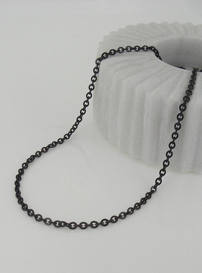 Pastiche Cable Chain Necklace in Black Ip Stainless Steel