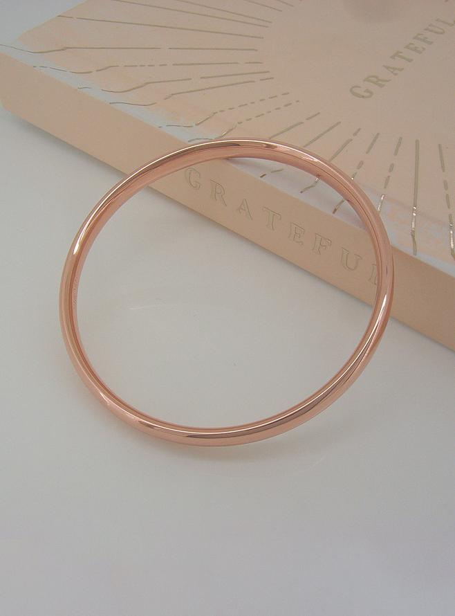 Simple Half Round 50mm Golf Bangle in Silver Filled 9ct Rose Gold
